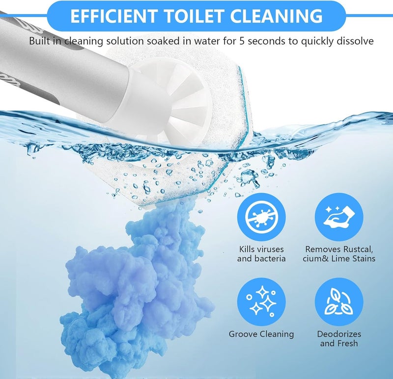 dxekolx 50 Count Disposable Toilet Bowl Wand Refills for Clorox, Upgraded Octagon Replacement Heads Compatible Clorox Toilet Wand Refills for Toilet and Bathroom Cleaning - Image 4